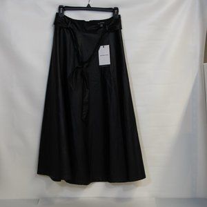 Who What Wear Black Faux Belted Leather Maxi Skirt